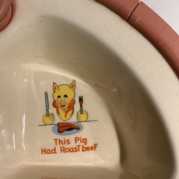 VINTAGE So Vintage Baby Food warming dish, Ceramic, this little piggy, has box - Picture 3 of 5